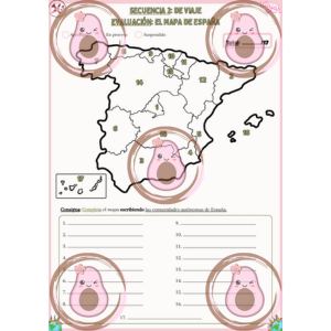 évaluation carte d'espagne séquence 2 4ème