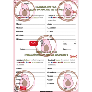 évaluation de vocabulaire du document 3 (madrid)