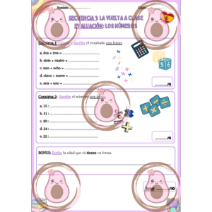 évaluation de vocabulaire sur les nombres