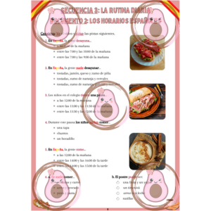 document 2 los horarios españoles séquence 3 la rutina diaria 5ème 2