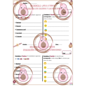 évaluation sur les salutations et les émotions séquence 2 5ème