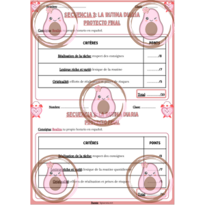 grille pour le projet final séquence 3 la rutina diaria 5ème