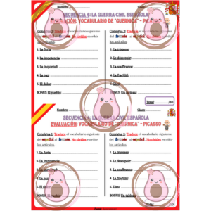 Évaluation de vocabulaire post document 2 guernica picasso