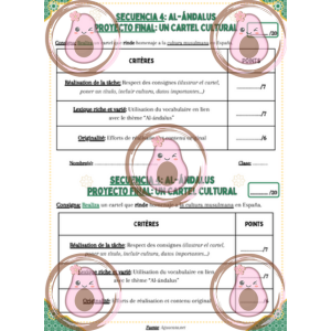📜🌙 Grille d'évaluation projet final type 1 - Sequence 4 "Al-Ándalus" - 4ème 🕌✨