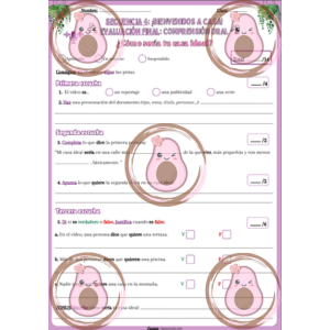 🏡 Évaluation finale: compréhension orale - Séquence 4  "Bienvenid@s a casa" - 5ème🪴