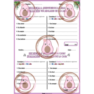 🏡Evaluation sur le vocabulaire de la maison- Séquence 4  "Bienvenid@s a casa" - 5ème🪴