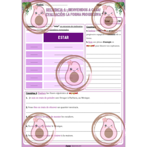 🏡Évaluation sur la forme progressive "Estar + gérondif"- Séquence 4  "Bienvenid@s a casa" - 5ème🪴