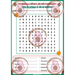 🇲🇽 Sopa de letras vocabulario día de muertos – Séquence 5 « México: ¡un país fascinante! » – 5ème 💀