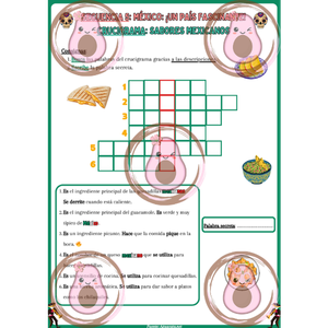 🇲🇽 Crucigrama "La comida mexicana" – Séquence 5 « México: ¡un país fascinante! » – 5ème 💀