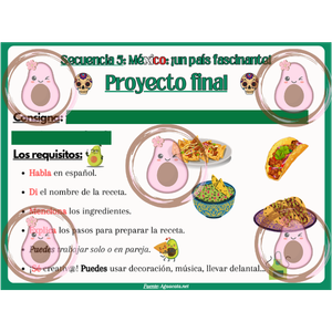 🇲🇽 Consignes projet final 1 – Receta mexicana  – Séquence 5 « México: ¡un país fascinante! » – 5ème 💀