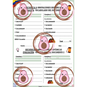 🤖Évaluation de vocabulaire du document 2 - Séquence 6 « Innovaciones hispánicas » – 4ème 💻