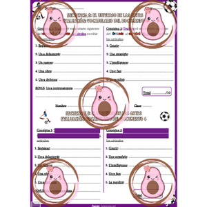 🎨 Évaluation de vocabulaire du document 4  - Séquence 5 "El universo de las artes" - 4ème 💃🏻