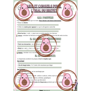 ✨ Fiche d'aide pour l'oral du brevet - Élèves de 3ème 💬